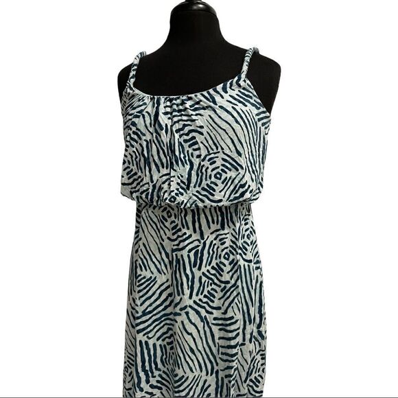 LOFT Blue Zebra Print Sleeveless Dress Sz S - Picture 2 of 12